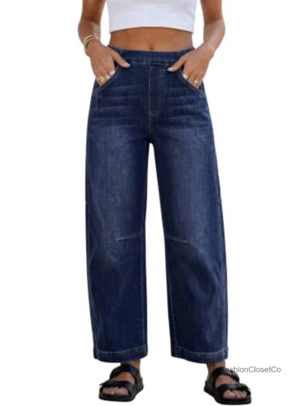 Women's Barrel Jeans Baggy High Waist Wide Leg Pants Rayon Blend